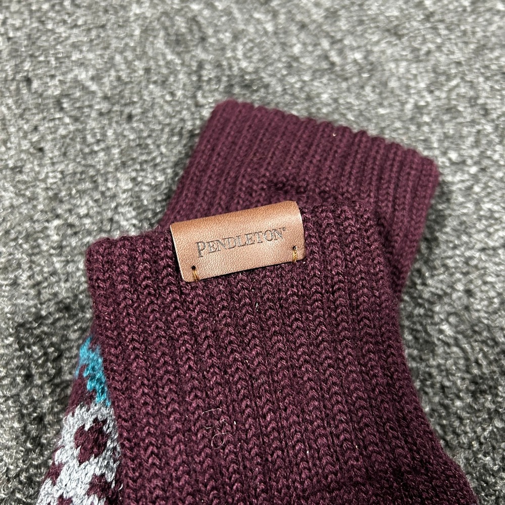 Pendleton Merino Wool Touchscreen Gloves Unisex One Size Burgundy Fair Isle Exc - Picture 2 of 5
